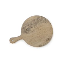 Round Faux Oak Wood Display with Handle and Foot